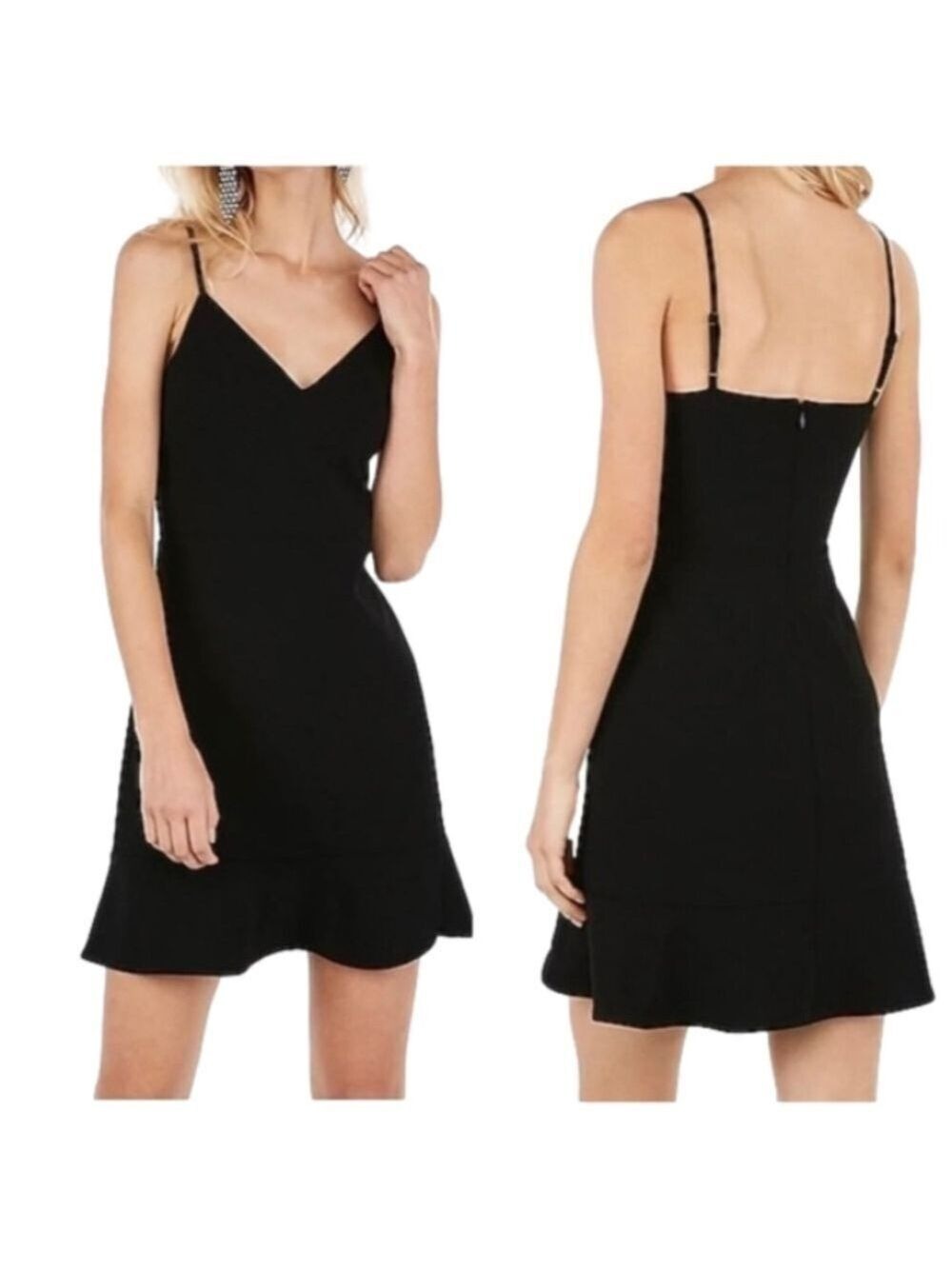 Express Black Ruffle Cami Fit and Flare Dress NWT